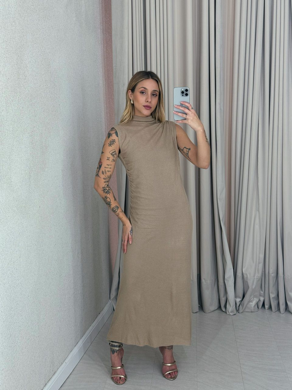 VESTIDO ANA ALICE CAVADO Caqui