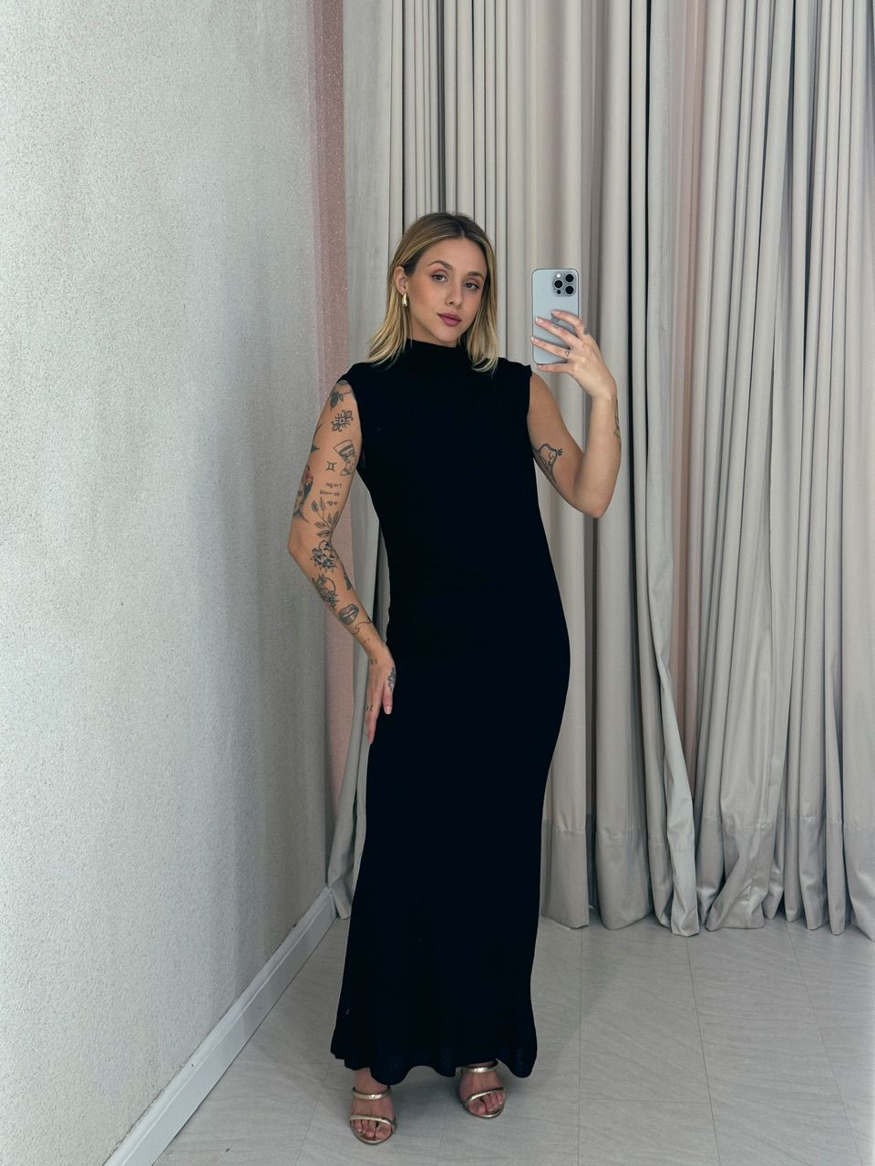 VESTIDO ANA ALICE CAVADO preto
