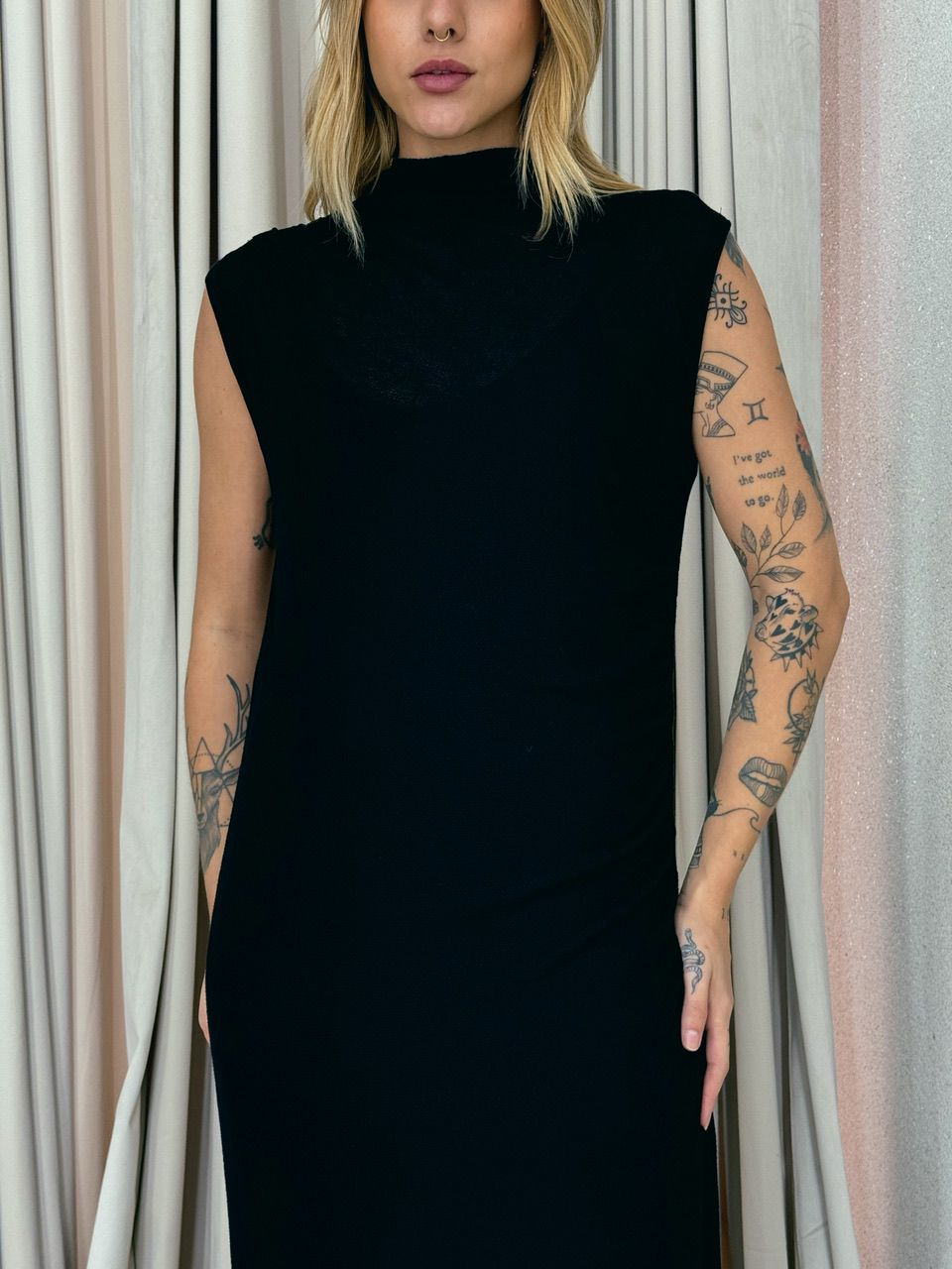 VESTIDO ANA ALICE CAVADO preto