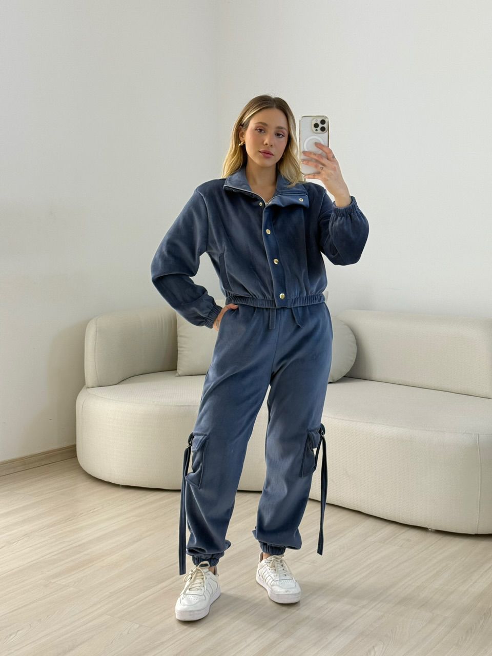 CONJUNTO ELOISA COTELÊ BLUE JEANS - 0067160433 - CAROLLA FERRARO