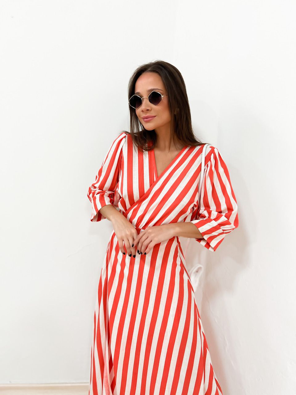 VESTIDO BIA ENVELOPE LISTRADO LARANJA