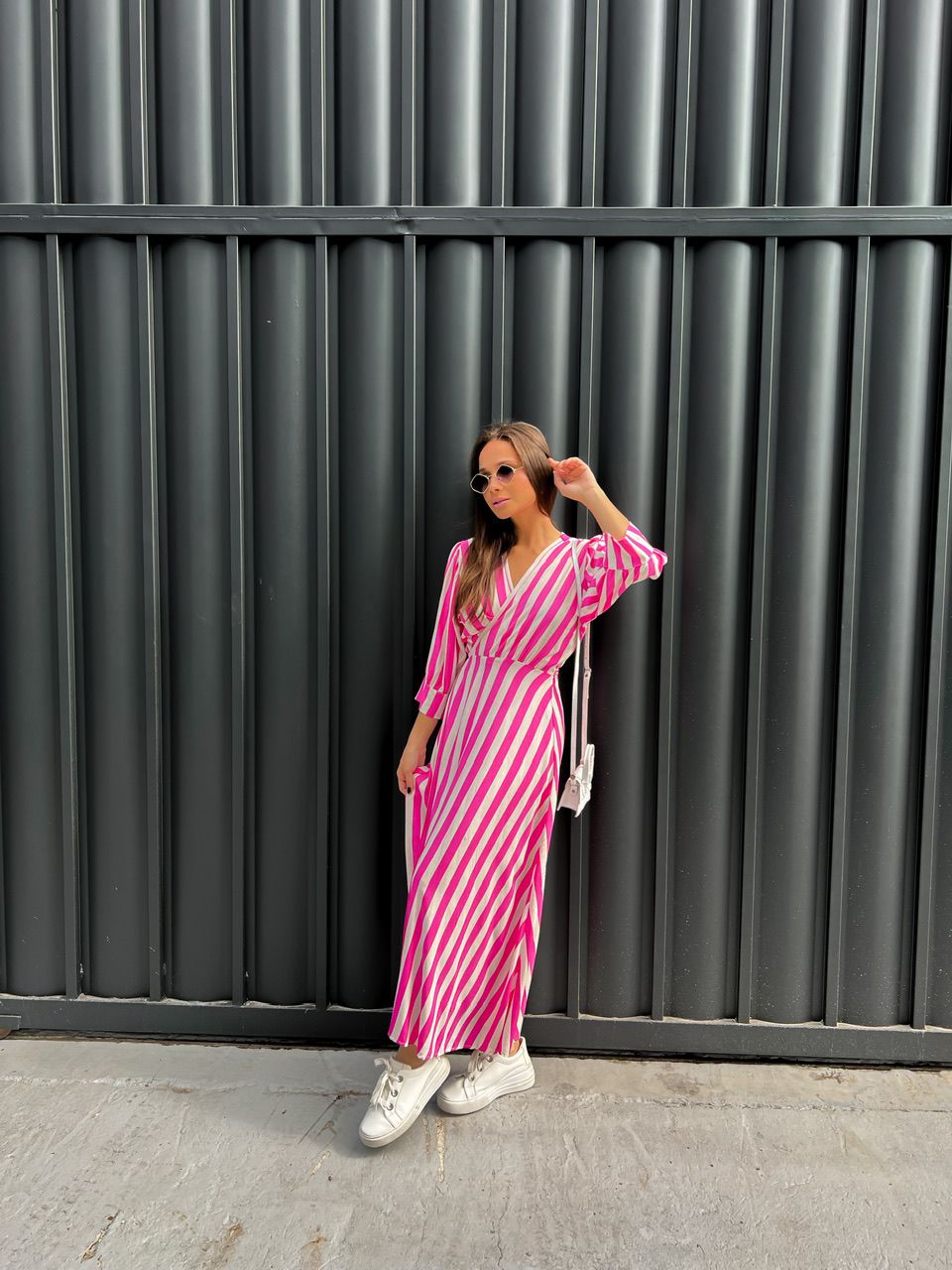 VESTIDO BIA ENVELOPE LISTRADO PINK
