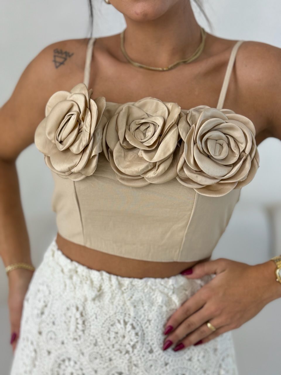 CROPPED MEL FLORES NUDE - 0056180049 - CAROLLA FERRARO