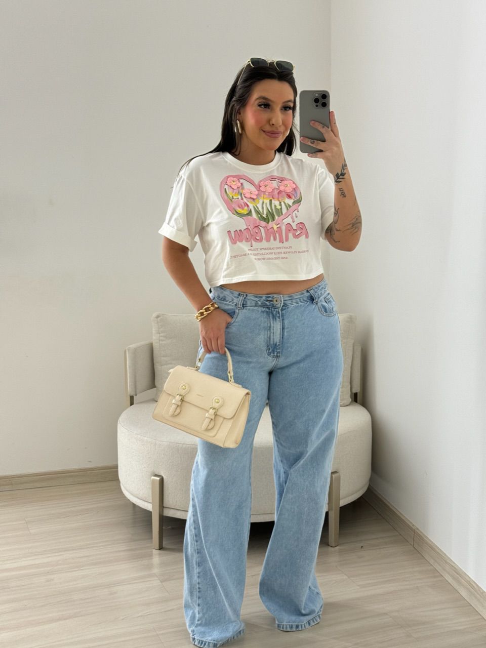 CROPPED RAINBOW OFF/ROSA