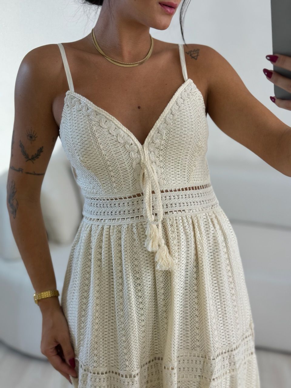 VESTIDO KAREN CROCHÊ CRU