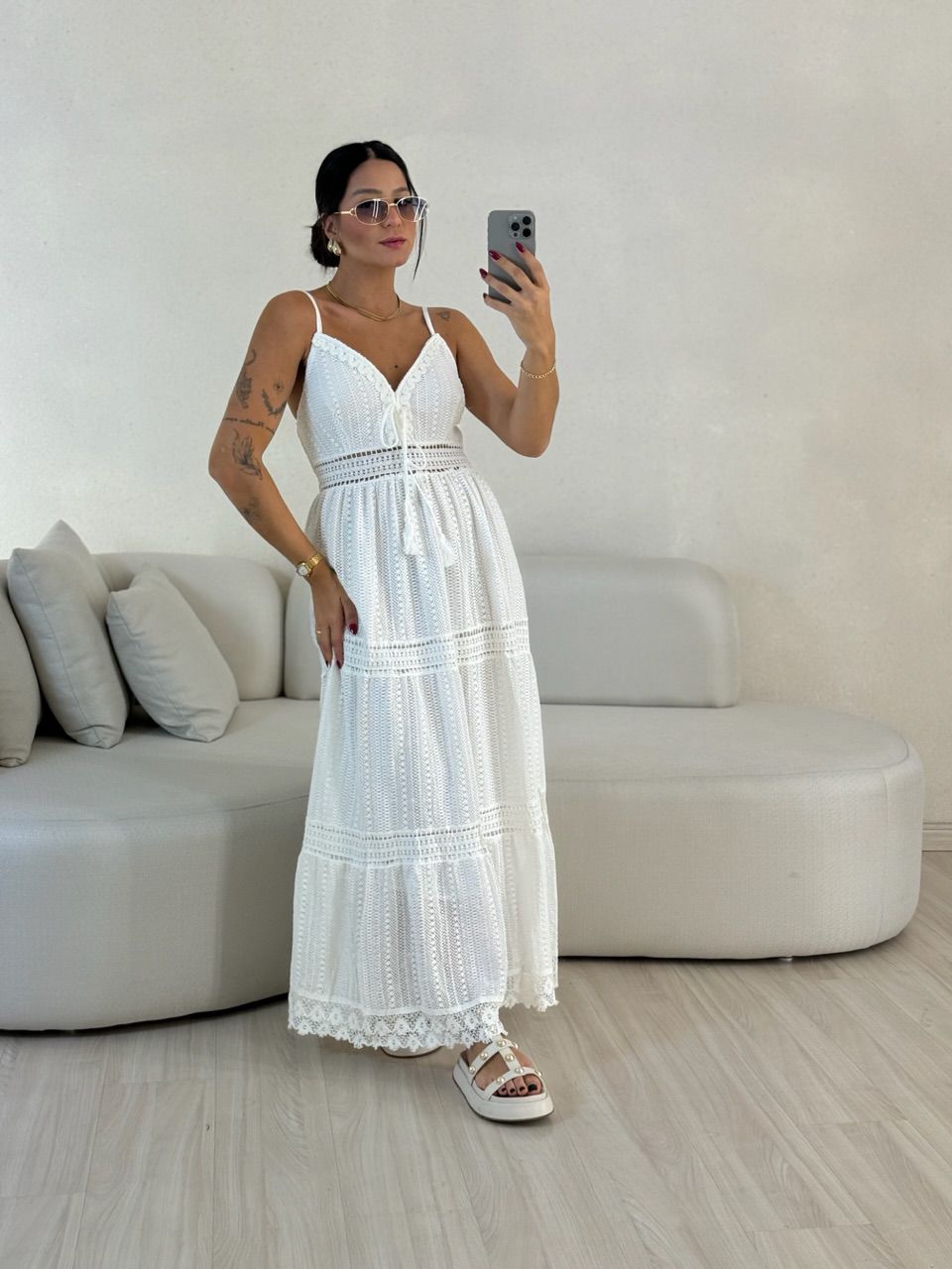 VESTIDO KAREN CROCHÊ OFF - 0056160048 - CAROLLA FERRARO