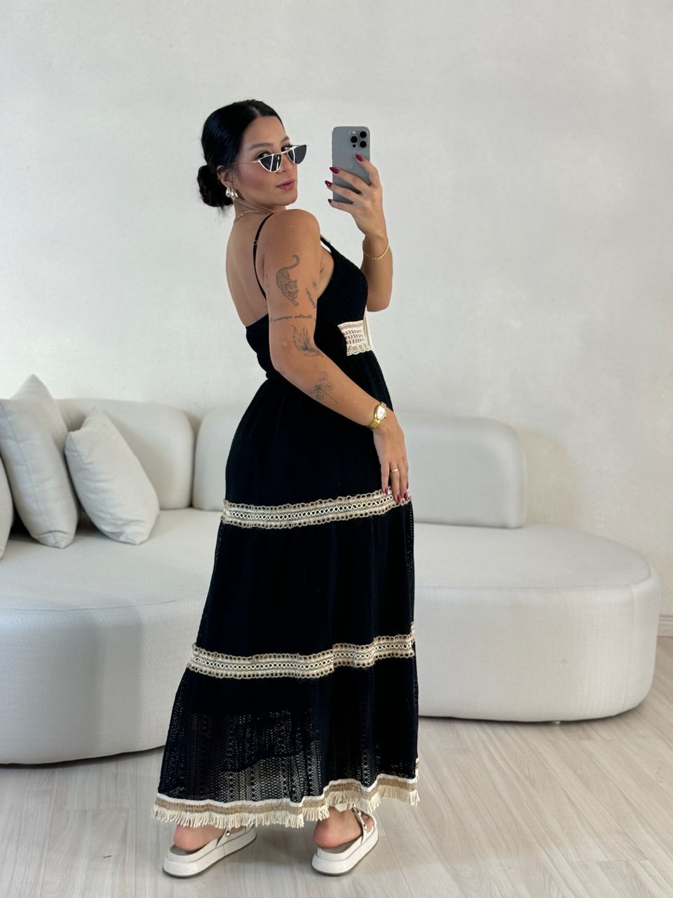 VESTIDO KAREN CROCHÊ PRETO