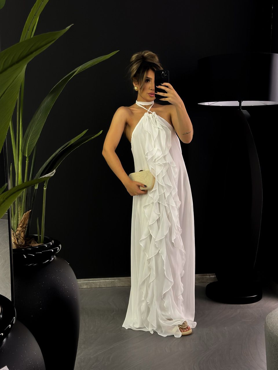 VESTIDO BABADOS CF COSTAS ABERTA OFF