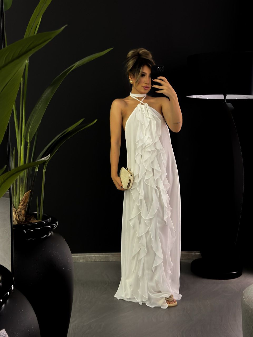 VESTIDO BABADOS CF COSTAS ABERTA OFF