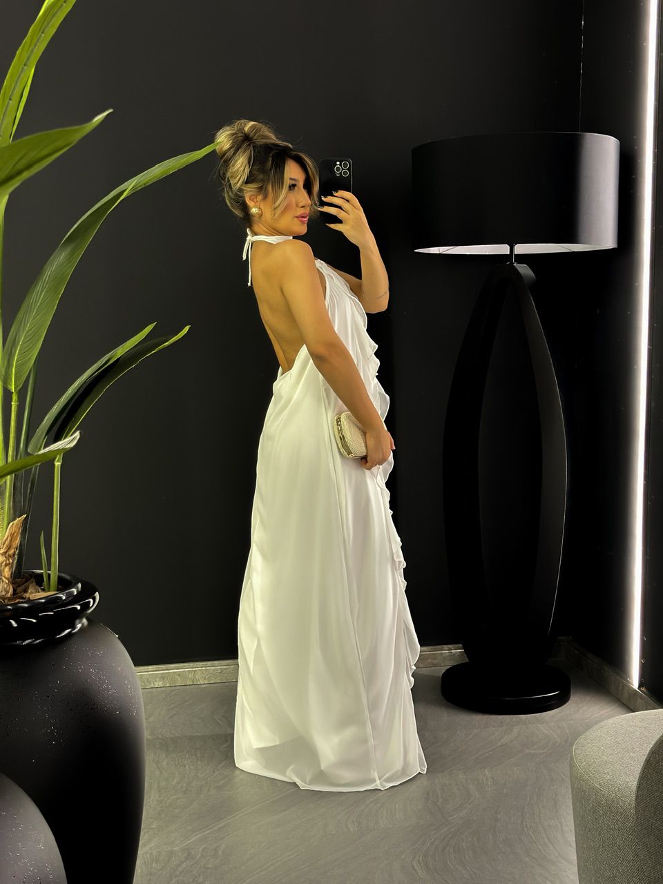 VESTIDO BABADOS CF COSTAS ABERTA OFF