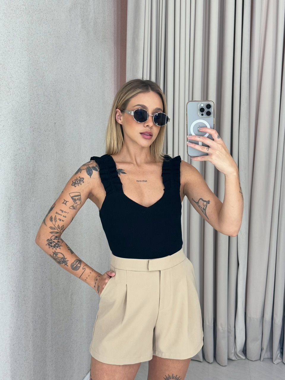 BLUSA ANASTASIA TRICOT PRETA - 0059140033 - CAROLLA FERRARO
