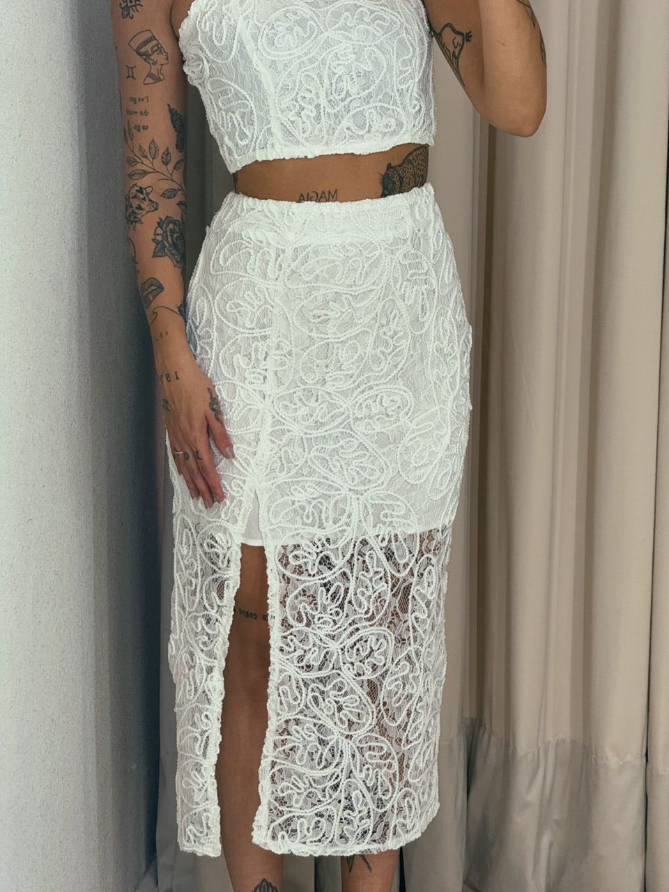 CONJUNTO ELEONORA SAIA RENDA MARFIM