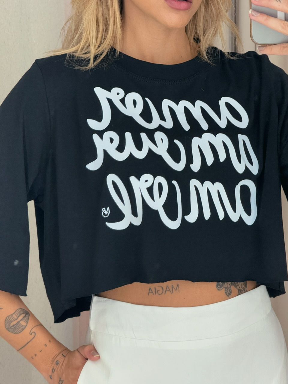 CROPPED AMOR AM preto