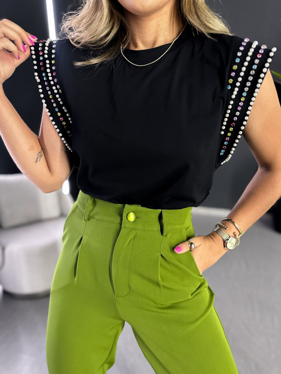 CALÇA LAVÍNIA CENOURA VERDE