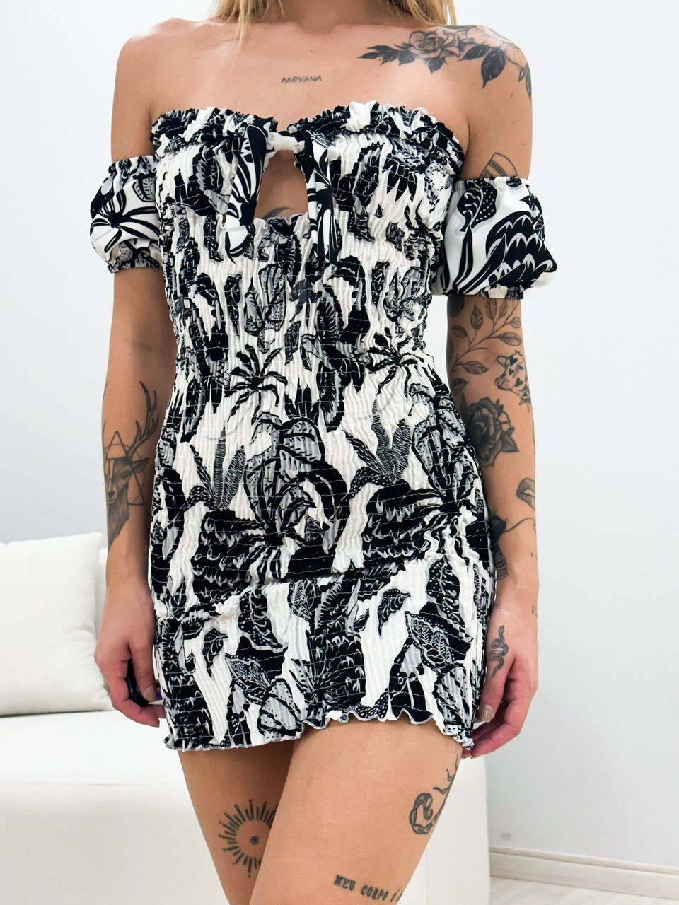 VESTIDO HELENA LASTEX preto