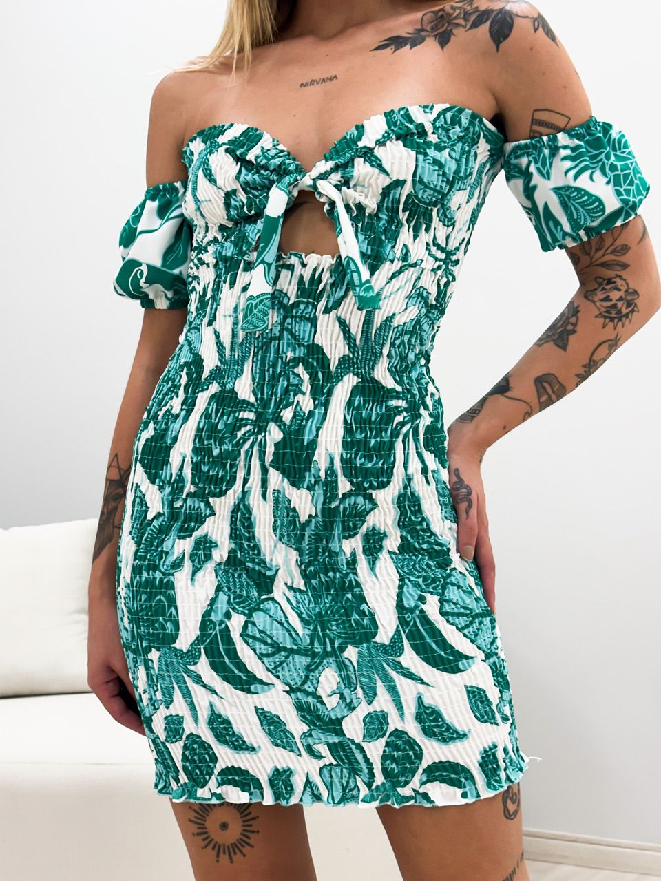 VESTIDO HELENA LASTEX verde