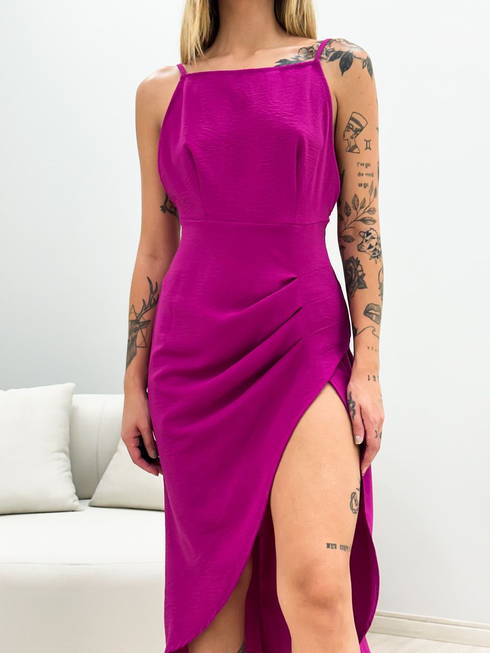 VESTIDO KELINE ALÇA FUCSIA