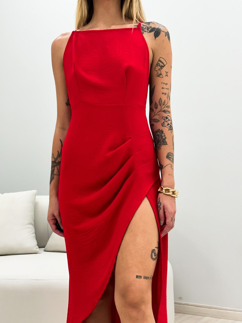 VESTIDO KELINE ALÇA VERMELHO