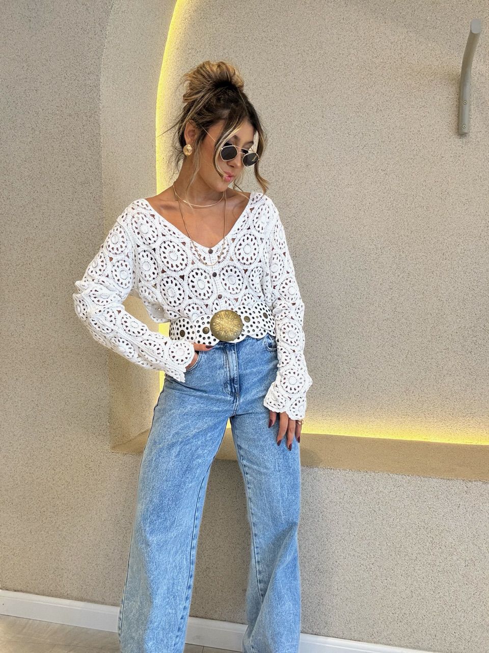 BLUSA ANTUNIETA BOTÕES OFF - 0060990048 - CAROLLA FERRARO