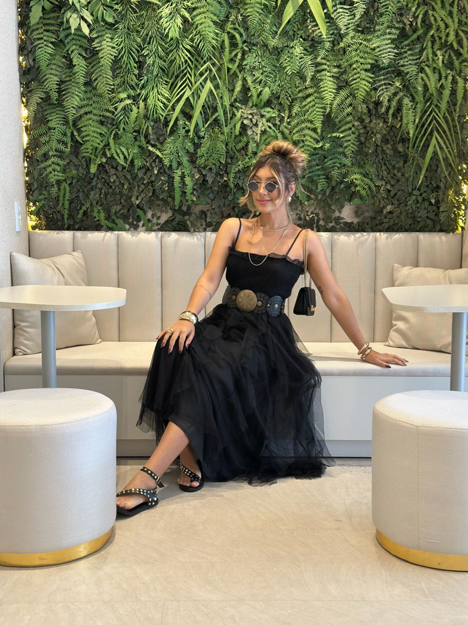 VESTIDO ISABEL TULE preto