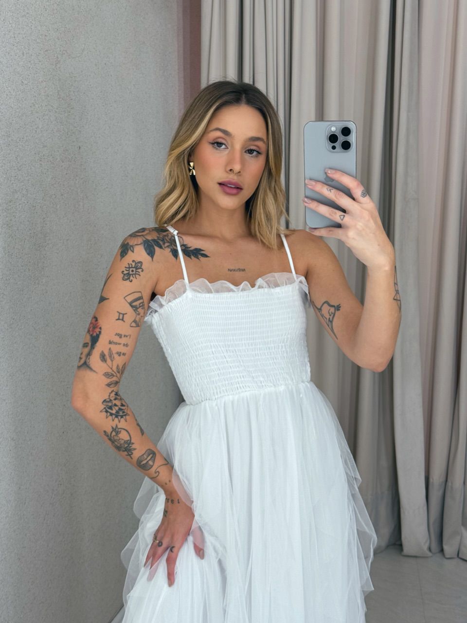 VESTIDO ISABEL TULE Branco