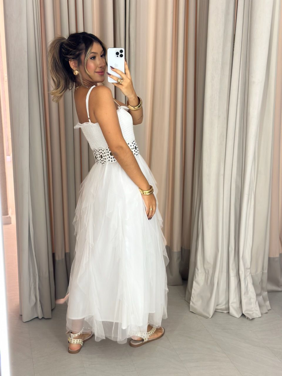 VESTIDO ISABEL TULE Branco
