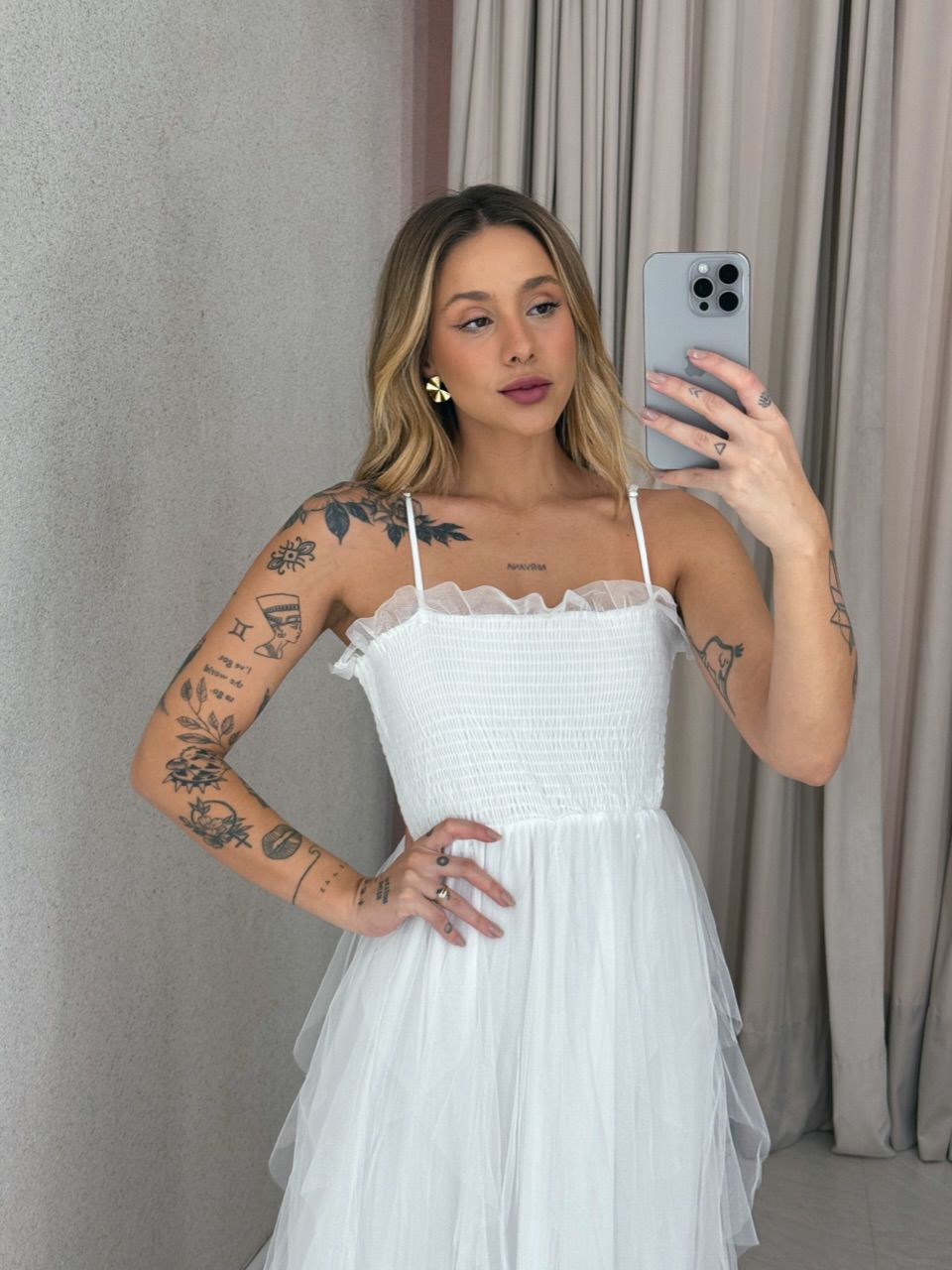 VESTIDO ISABEL TULE Branco