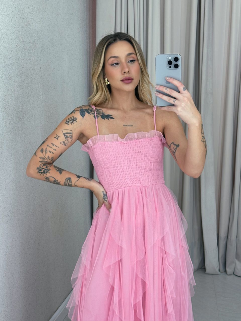 VESTIDO ISABEL TULE Rosa
