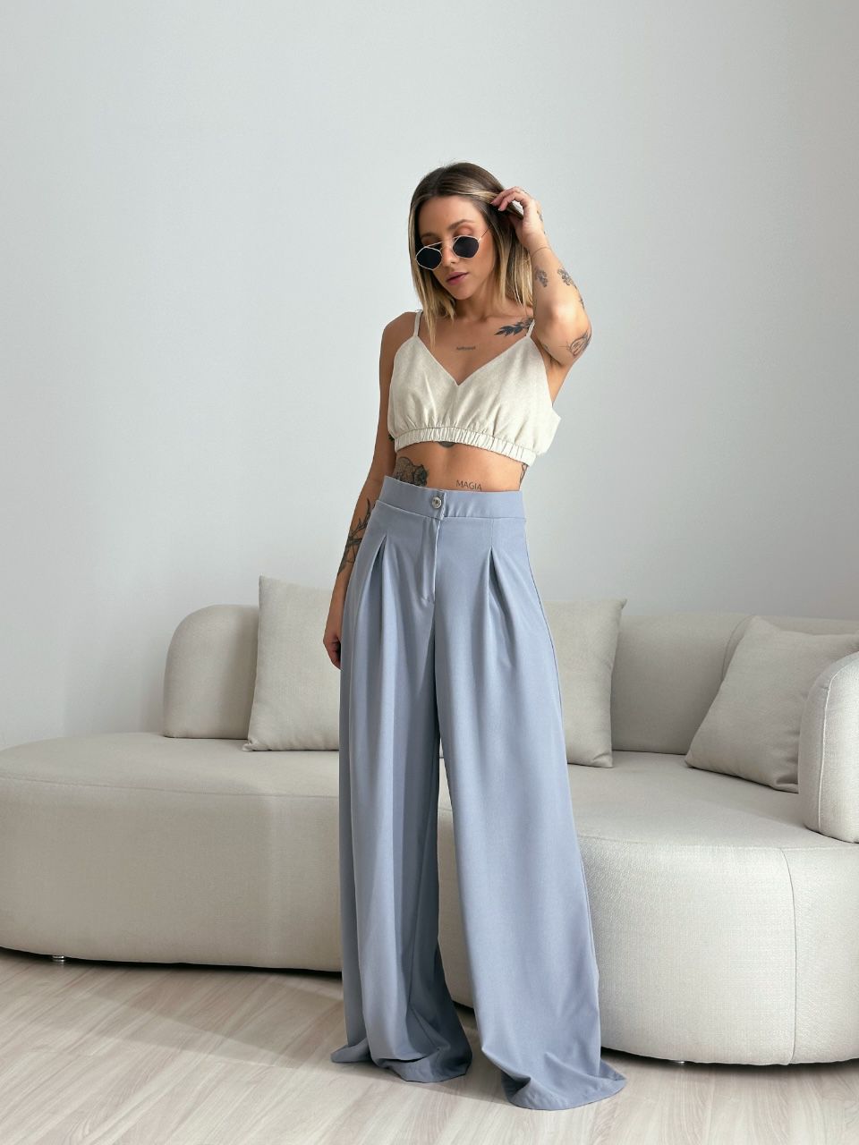 CALÇA MAX PANTALONA CINZA - 0049590091 - CAROLLA FERRARO
