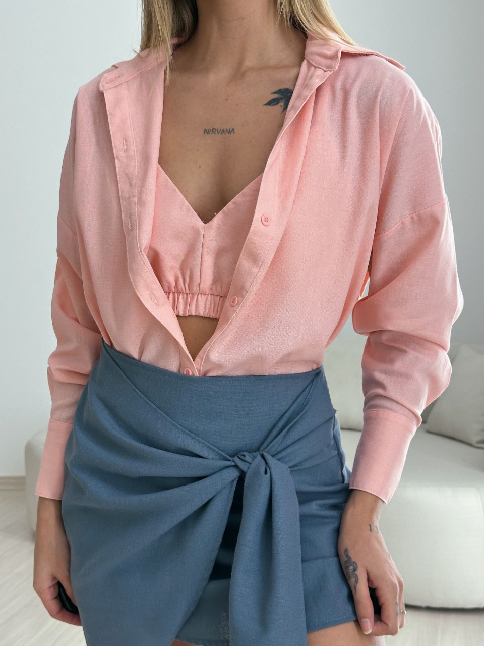 CONJUNTO HELENA CAMISA ROSA CLARO