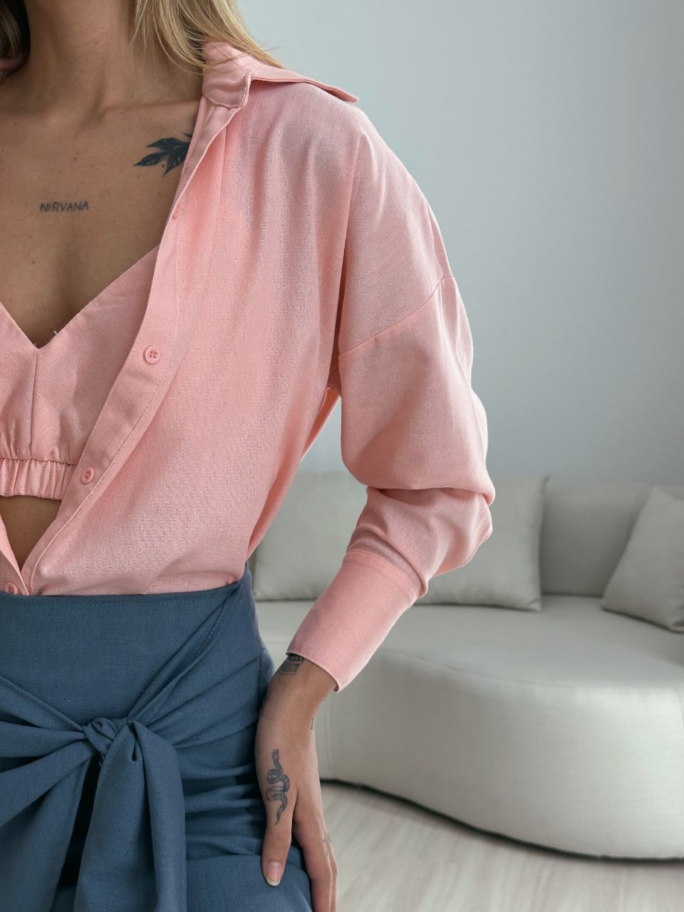 CONJUNTO HELENA CAMISA ROSA CLARO