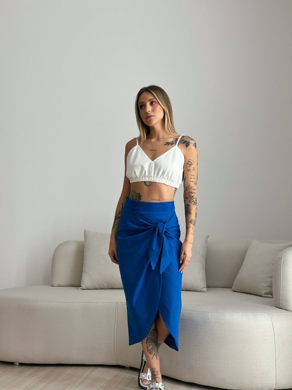 SAIA SOFIA MIDI AZUL - 0049570109 - CAROLLA FERRARO