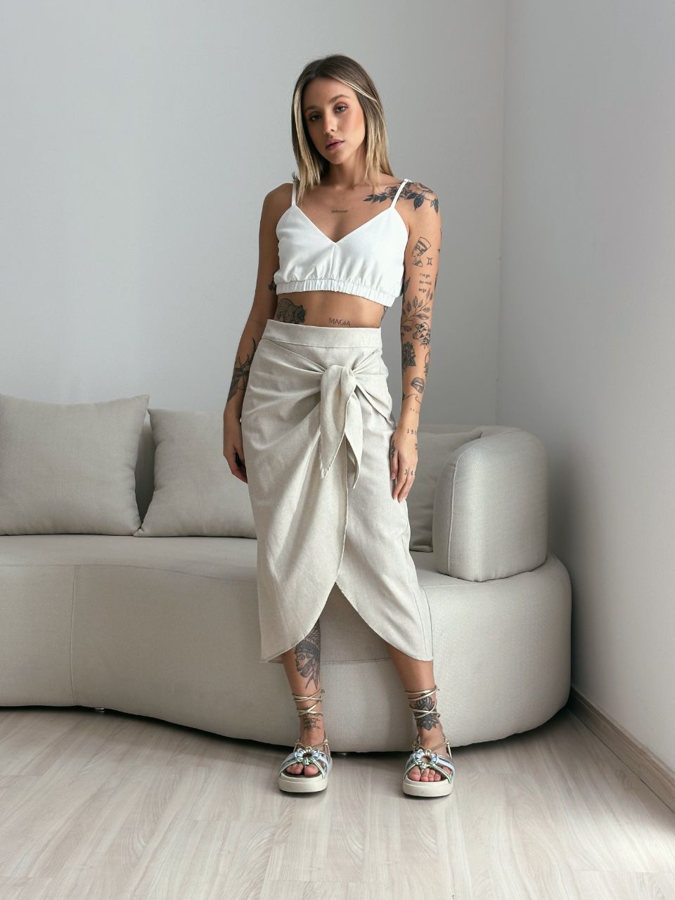 SAIA SOFIA MIDI CRU - 0049570132 - CAROLLA FERRARO