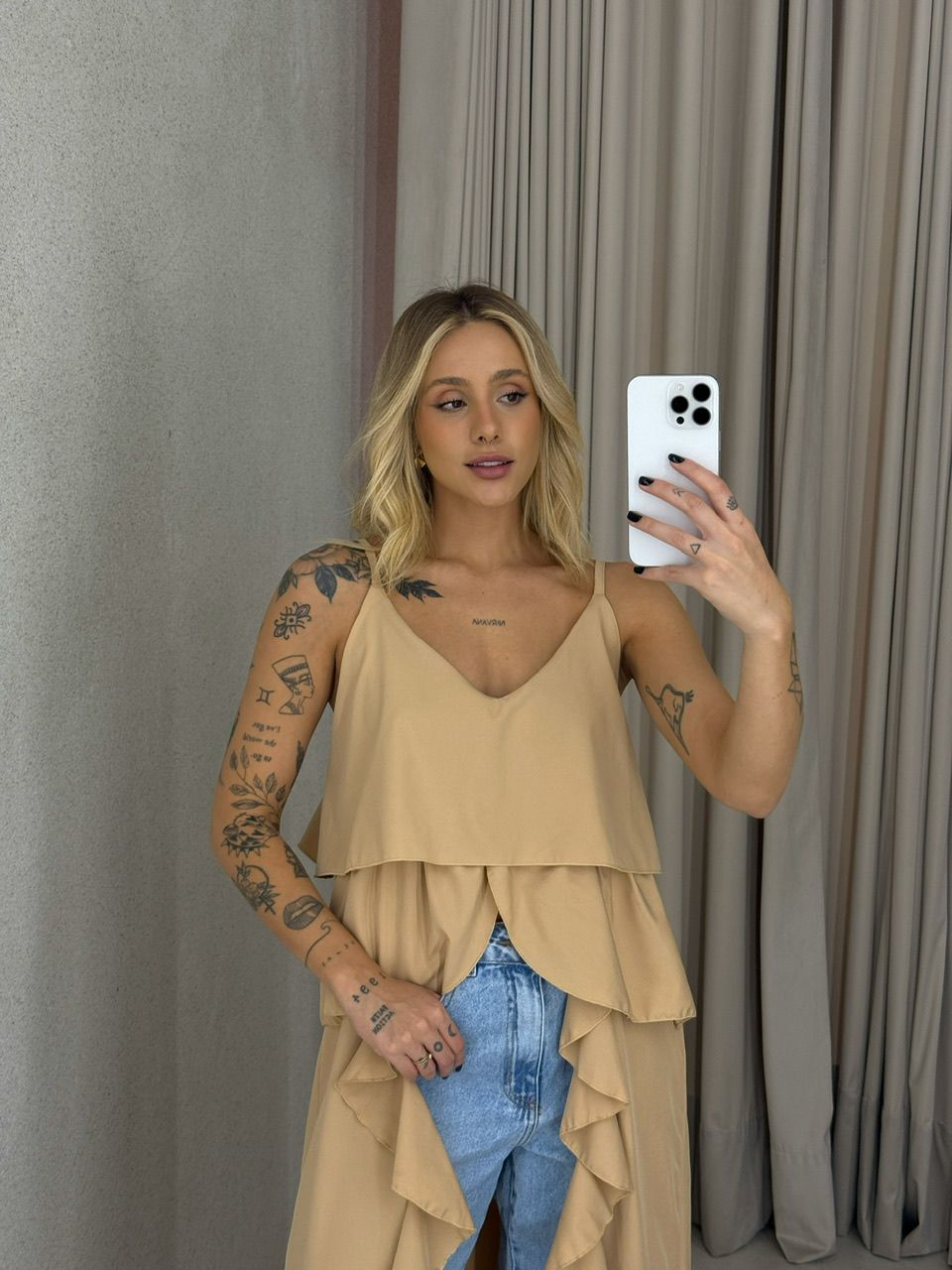 BLUSA LILA BABADOS ALÇA NUDE
