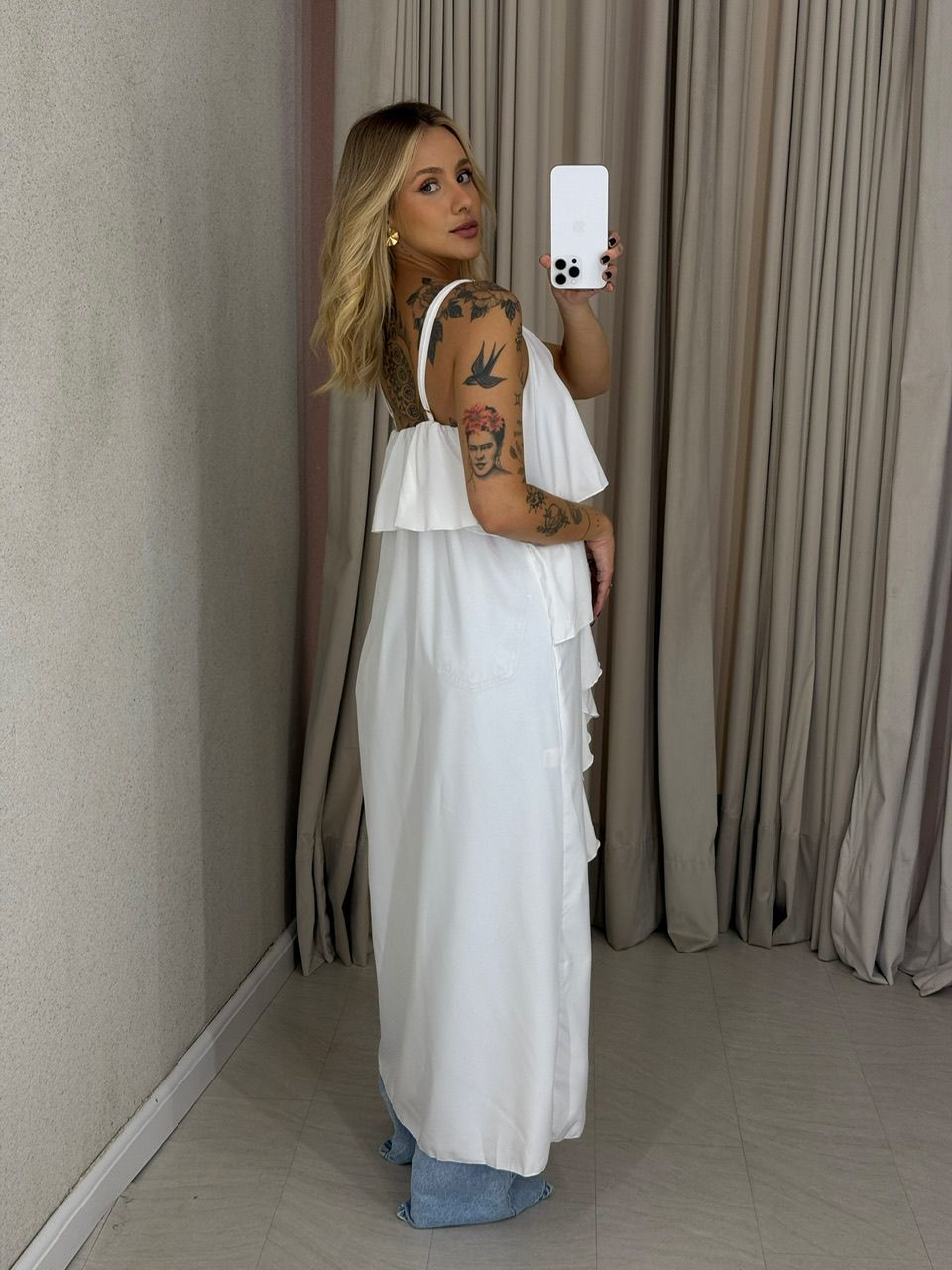 BLUSA LILA BABADOS ALÇA OFF