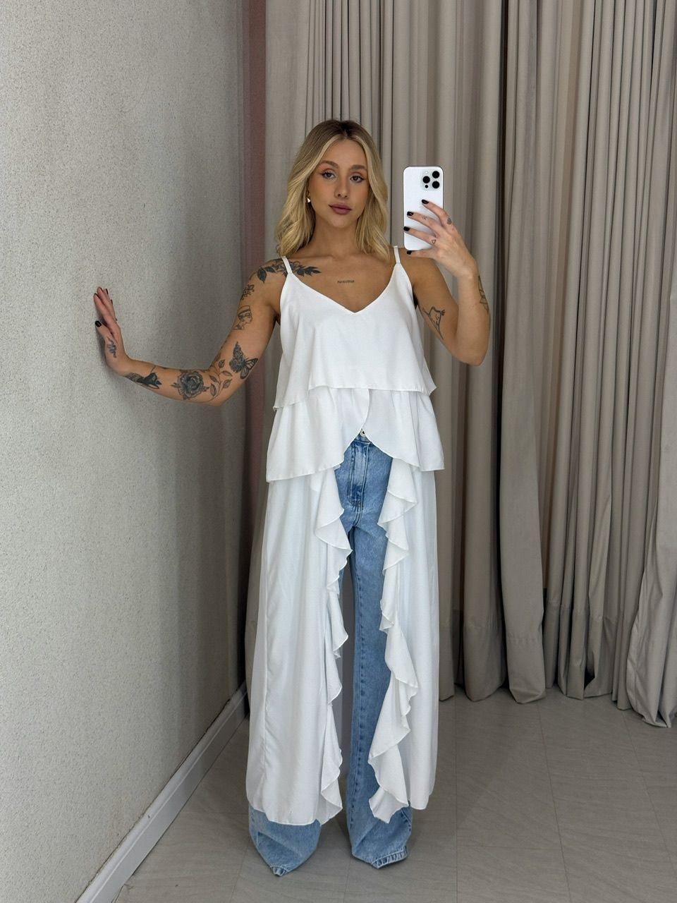 BLUSA LILA BABADOS ALÇA OFF