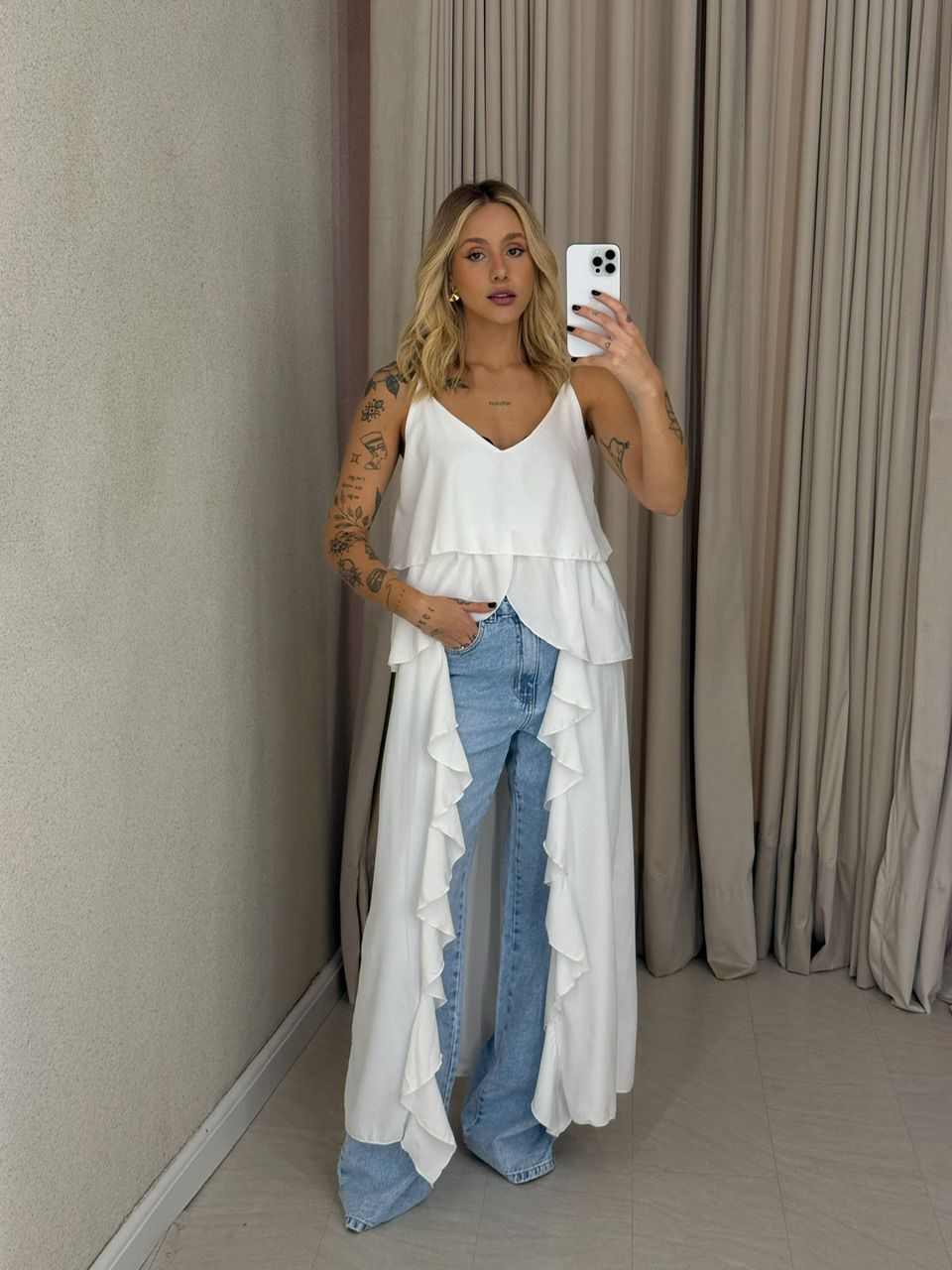 BLUSA LILA BABADOS ALÇA OFF - 0061890048 - CAROLLA FERRARO