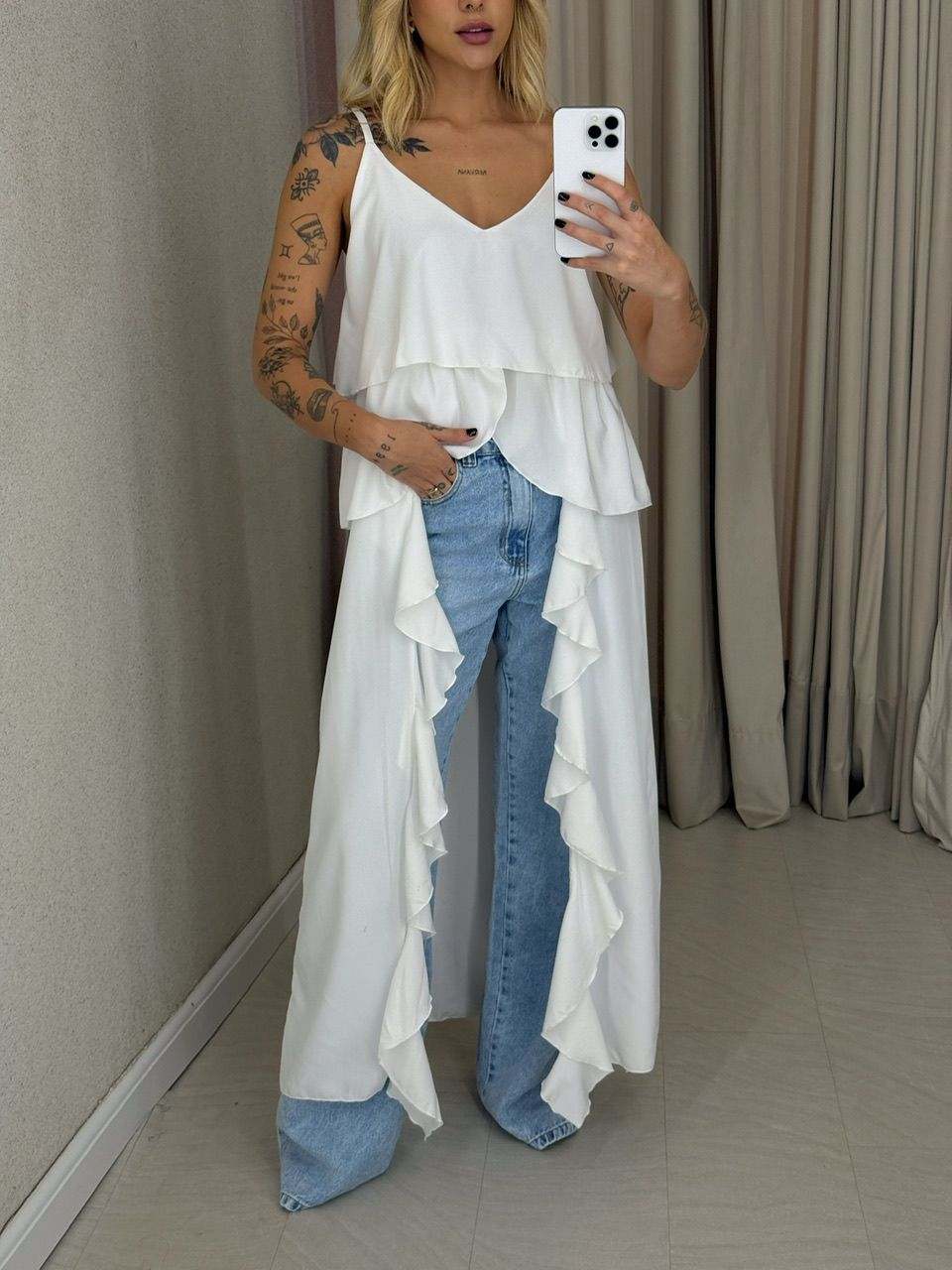 BLUSA LILA BABADOS ALÇA OFF