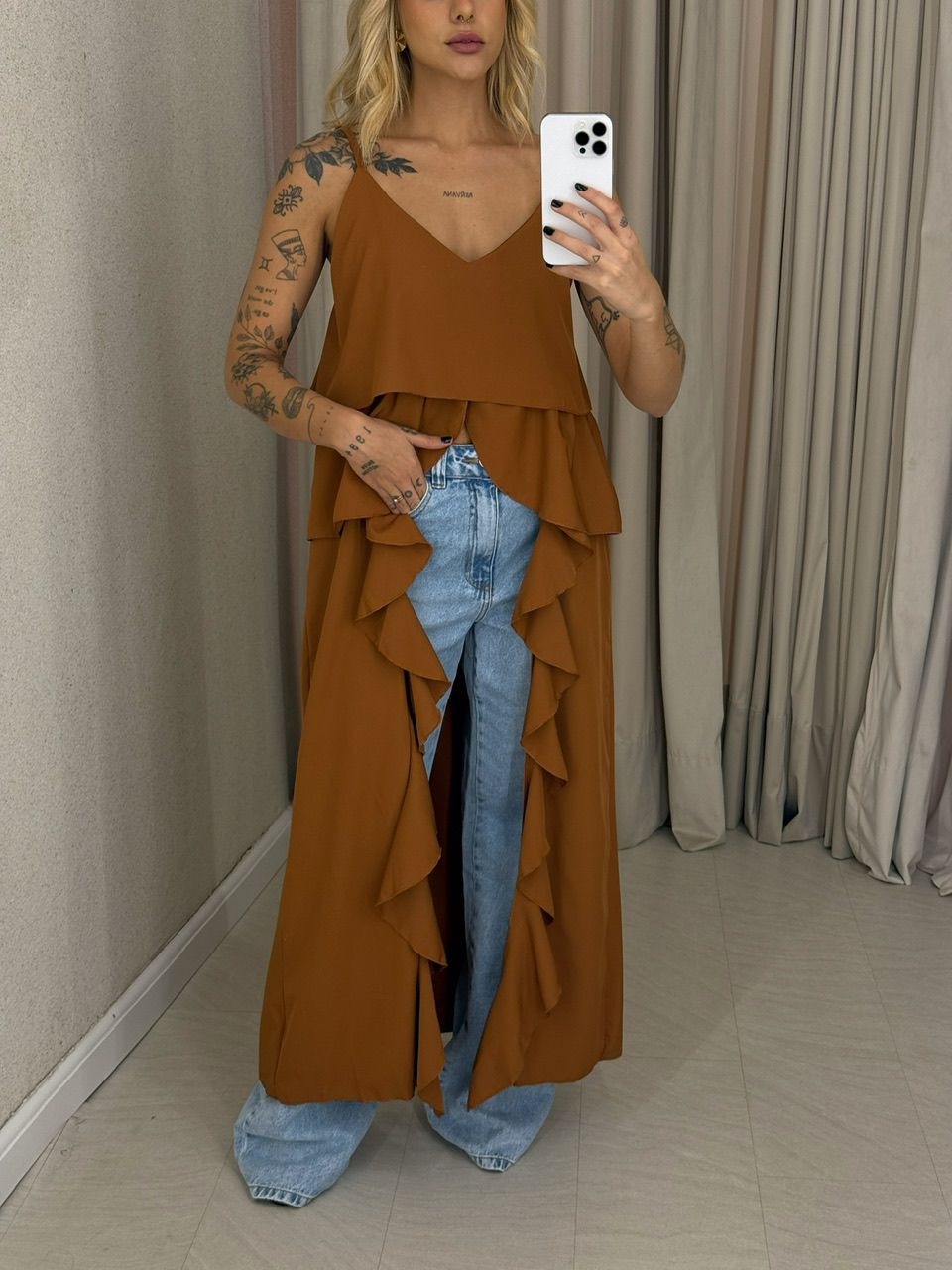 BLUSA LILA BABADOS ALÇA TERRA COTA 