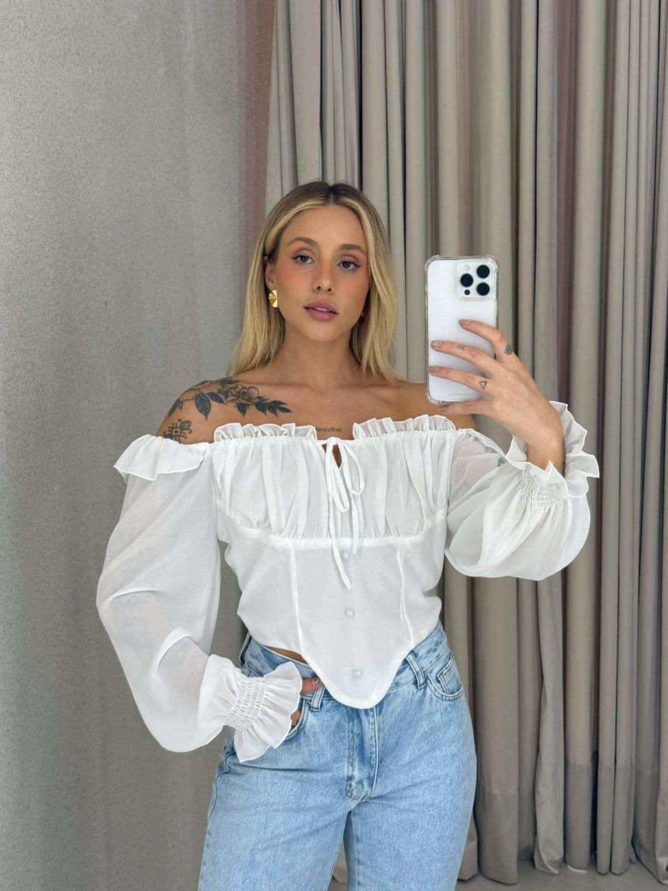 BLUSA ROMA BABADOS OFF - 0061830048 - CAROLLA FERRARO