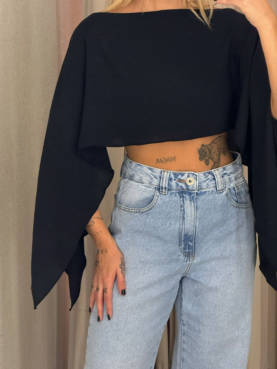 CROPPED ELENA TOP preto