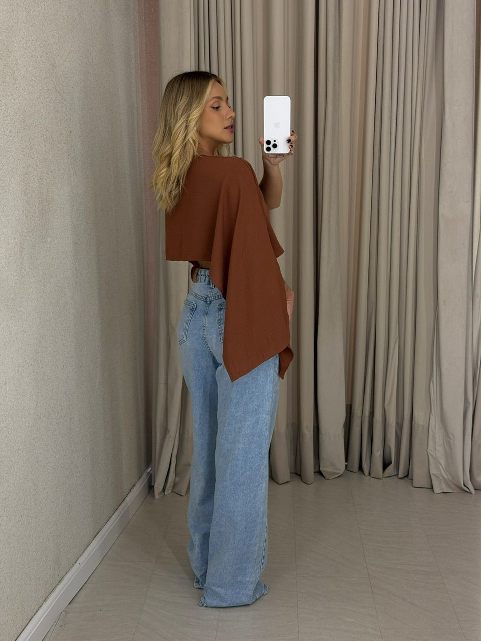 CROPPED ELENA TOP TERRA COTA 
