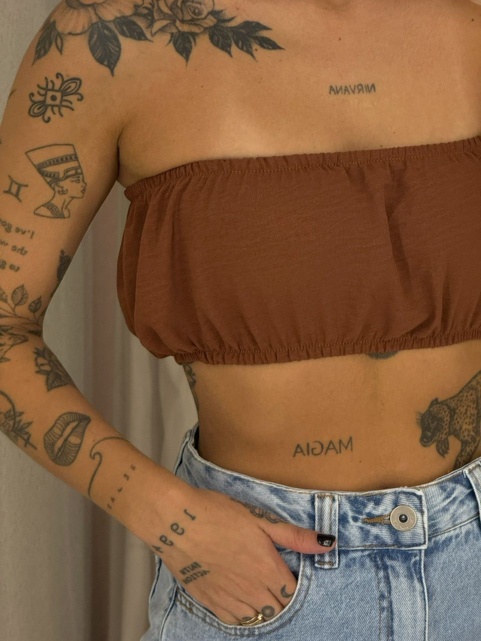 CROPPED ELENA TOP TERRA COTA 