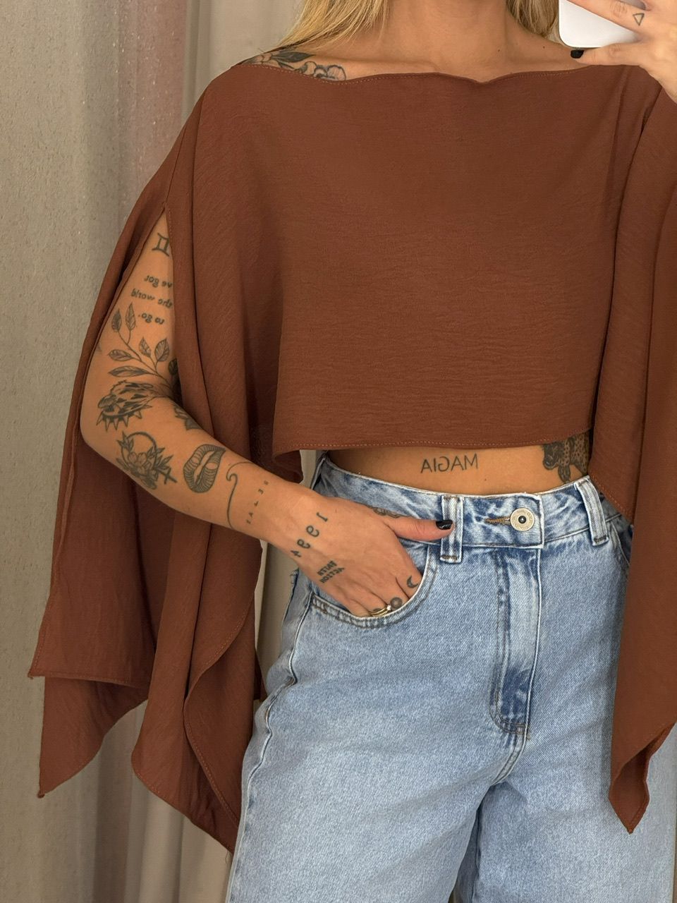 CROPPED ELENA TOP TERRA COTA 