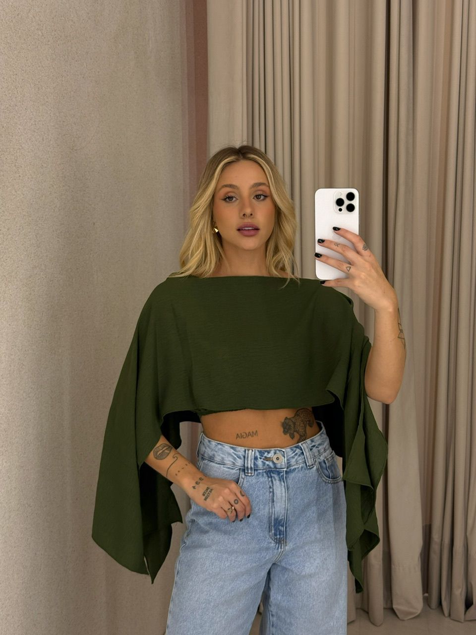 CROPPED ELENA TOP verde - 0061910014 - CAROLLA FERRARO