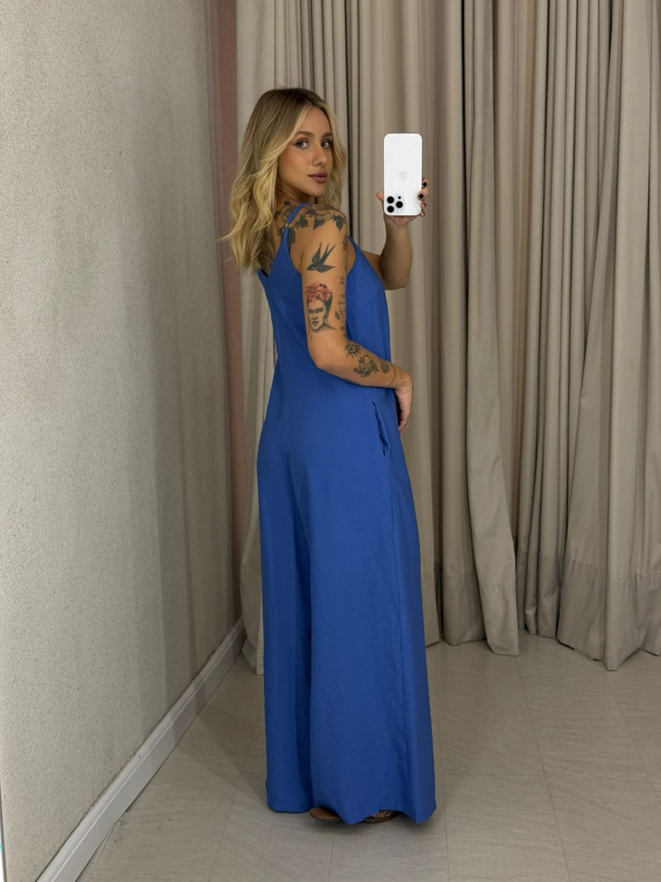 MACACÃO ANA BEATRIZ ALÇA azul