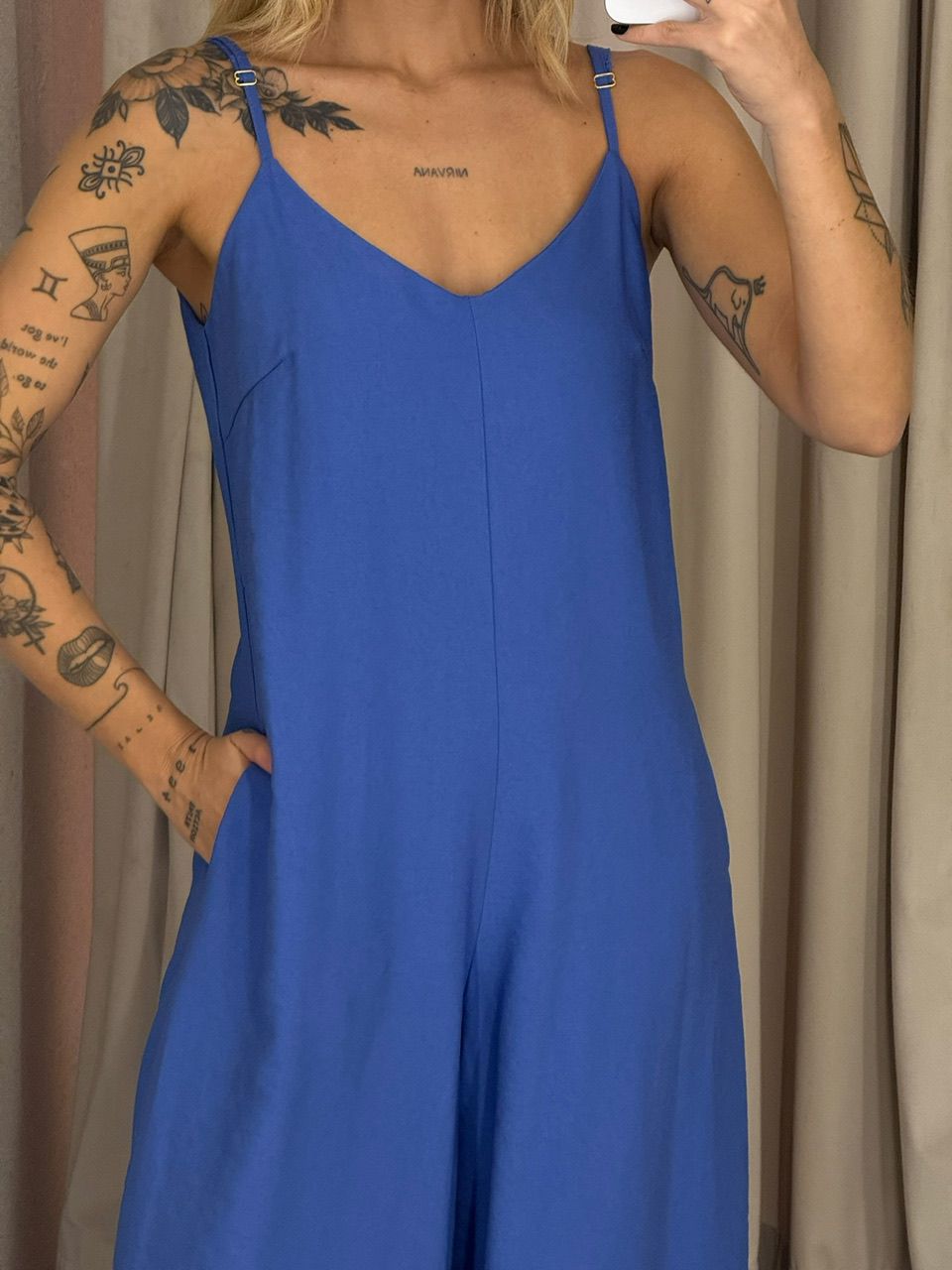 MACACÃO ANA BEATRIZ ALÇA azul