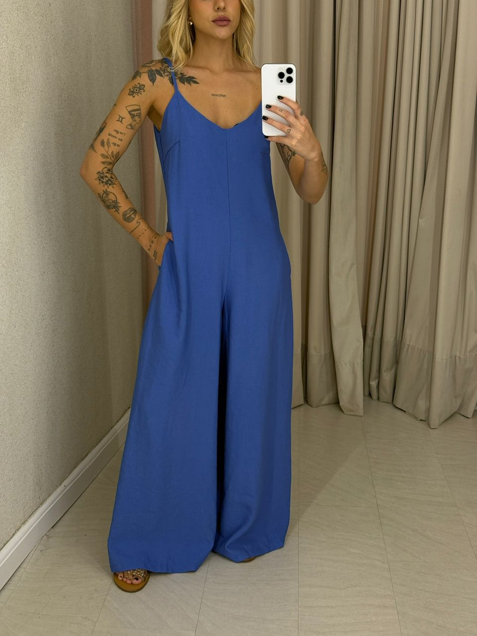 MACACÃO ANA BEATRIZ ALÇA azul