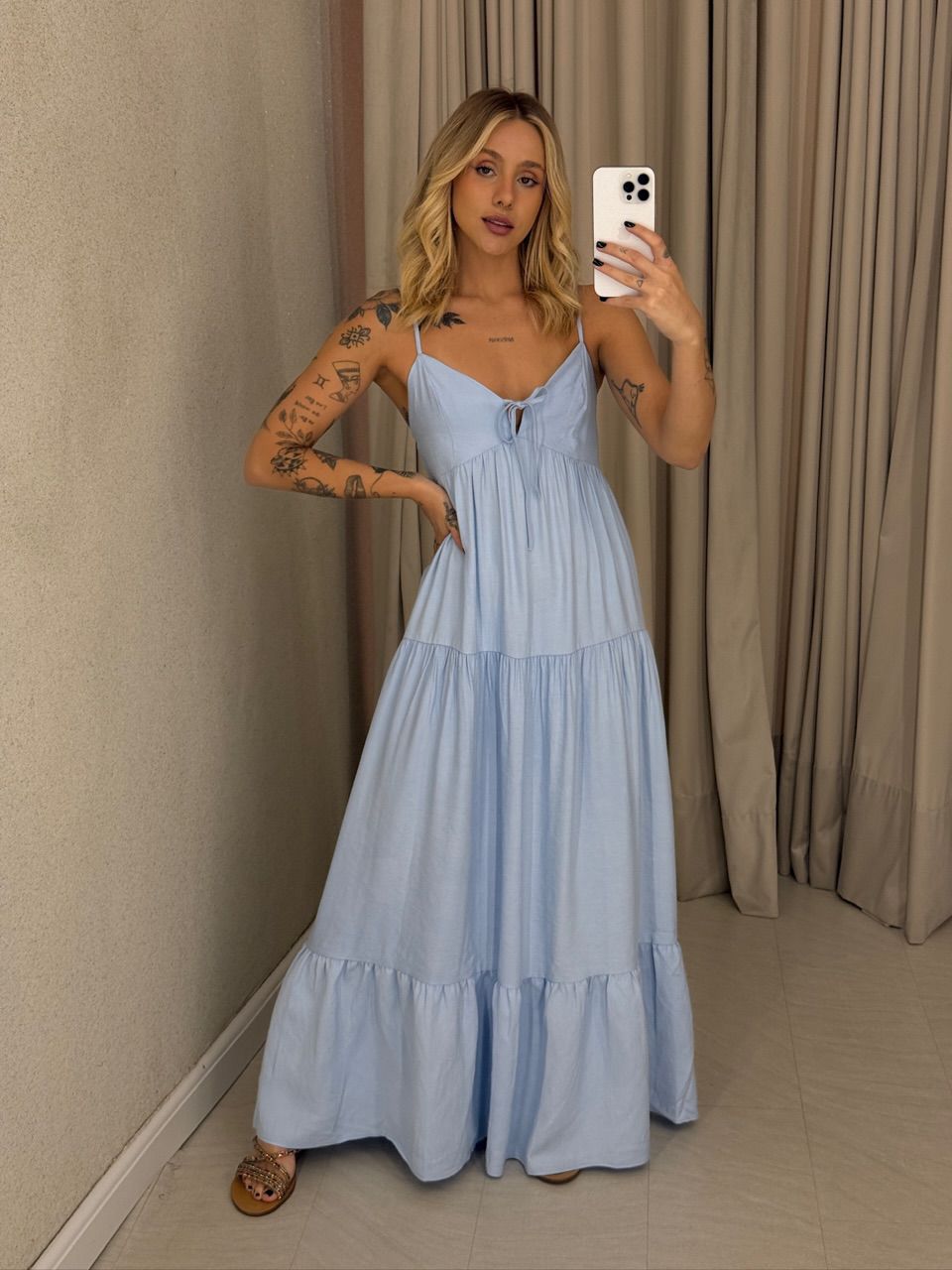 VESTIDO IVETE LONGO AZUL
