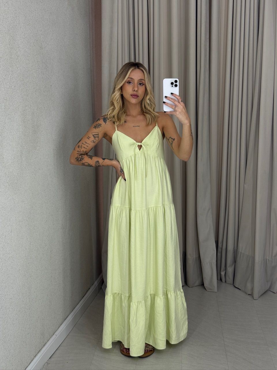 VESTIDO IVETE LONGO LIMA - 0061920116 - CAROLLA FERRARO